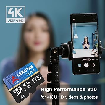 1T(999GB) Micro SD Card, microSDXC UHS-I Flash Memory Card TF Card | High Read Speed 120MB/s, C10, U3, A2, V30, Class 10, for Full HD, 4K UHD Video Recording