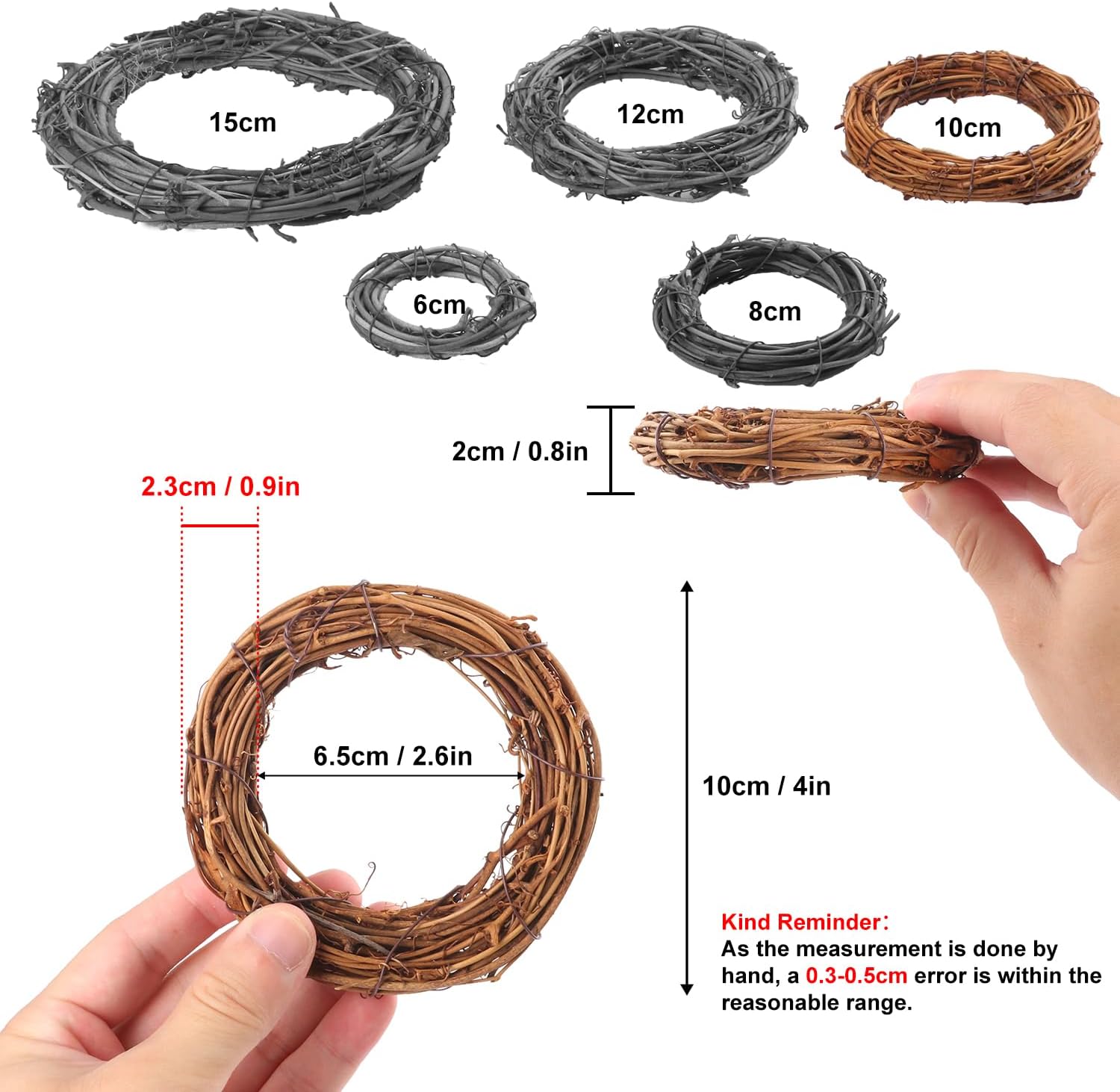 40 Pieces 4 Inch Natural Grapevine Wreath, Small Grapevine Wreaths, Vine Branch Wreath, for Christmas, Weddings, DIY Crafts, Parties and Festive Holiday Ornaments