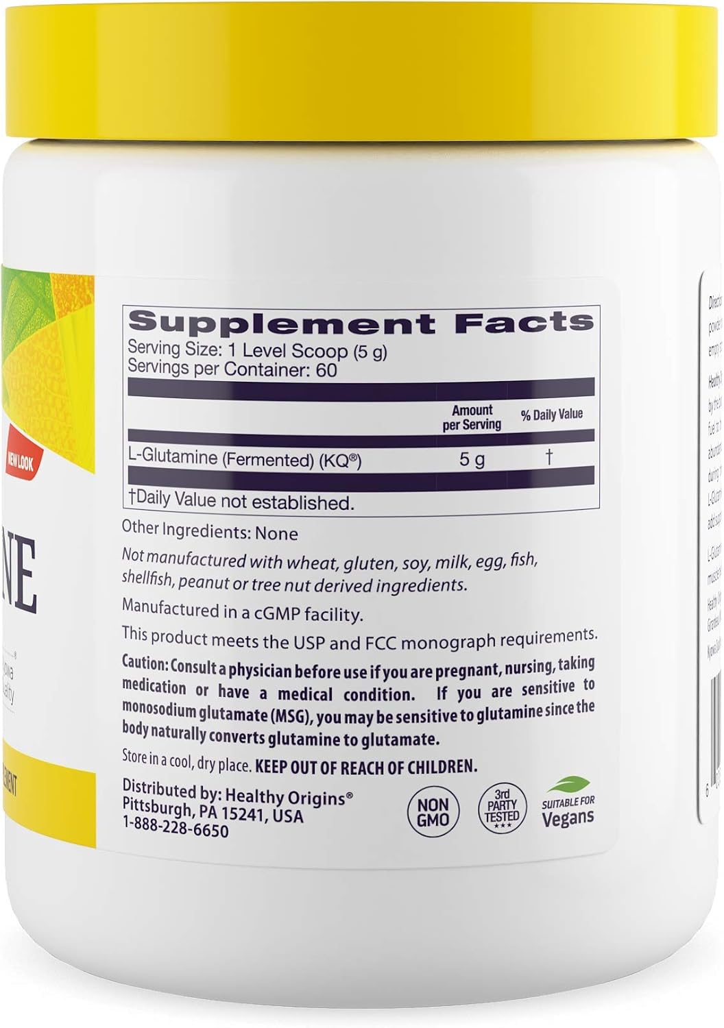 Healthy Origins L-Glutamine (American-Made, Non-GMO), 10.6 Ounce : Health & Household