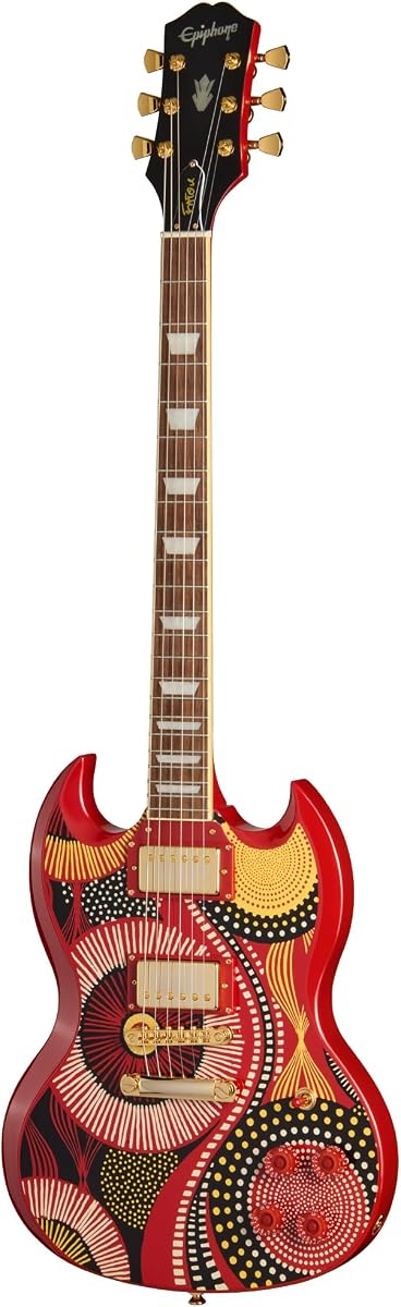Epiphone Inspirada en Gibson Fatoumata Diawara SG, Gráfico Rojo Ember con Estuche