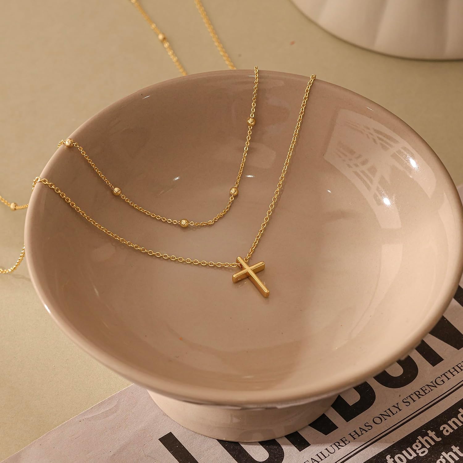 Cross Necklace for Women, Dainty Gold Necklace Tiny Cross Charm Necklace