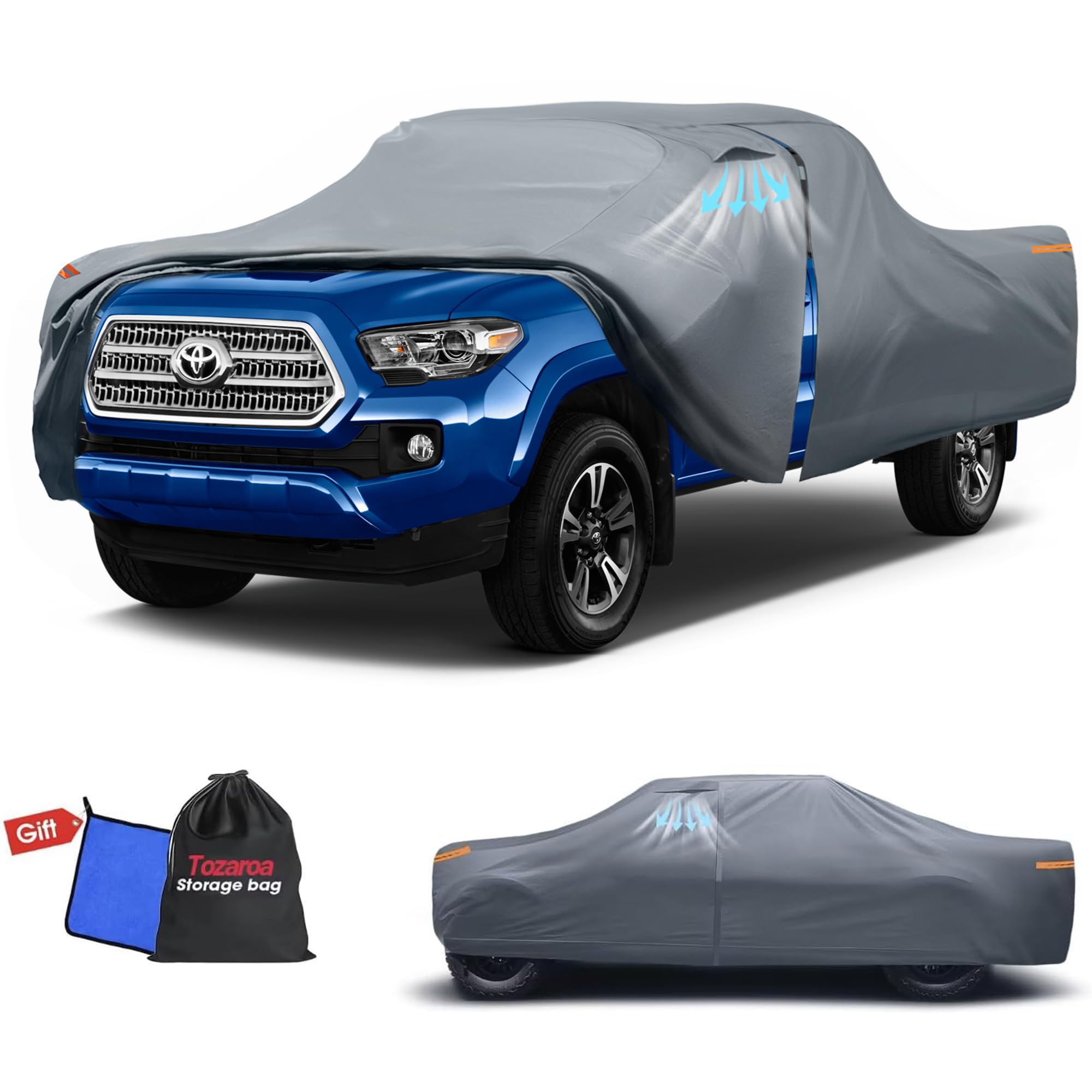 Photo 1 of 2026 Upgrade Truck Cover Waterproof All Weater, Heavy Duty Outdoor Pickup Truck Cover for Tacoma, Tundra, Titan, F-150, RAM 1500, Silverado 1500, Sierra 1500 etc. Length up to 228 inches.