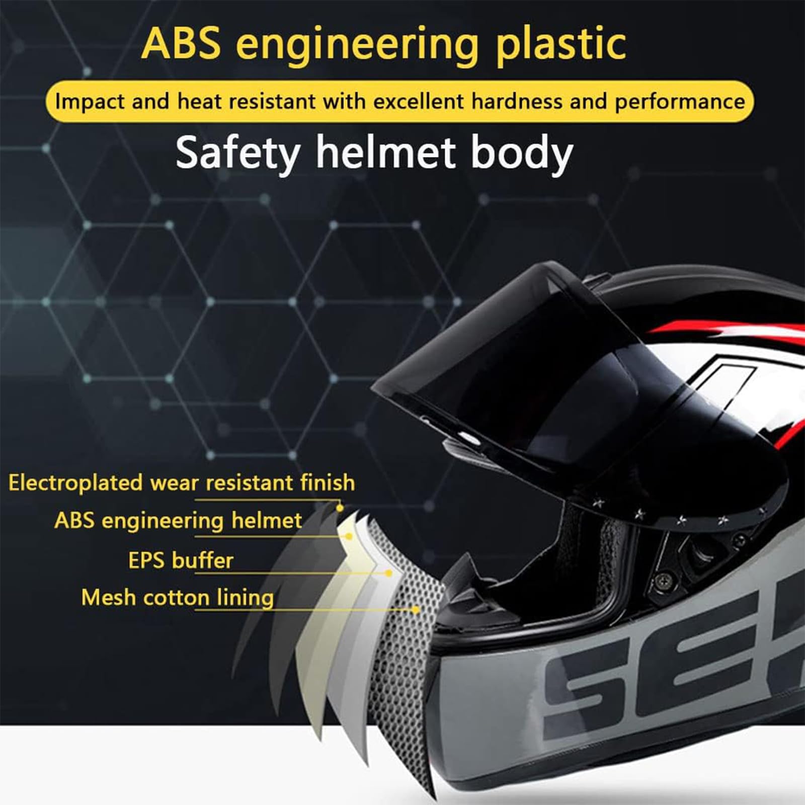 Unisex-Erwachsene Integral-Motorradhelm ECE-Zugelassener Motorrad-Moped-Street-Bike-Racing-Sturzhelm Modulare Helme Leichter Und Langlebiger Helm