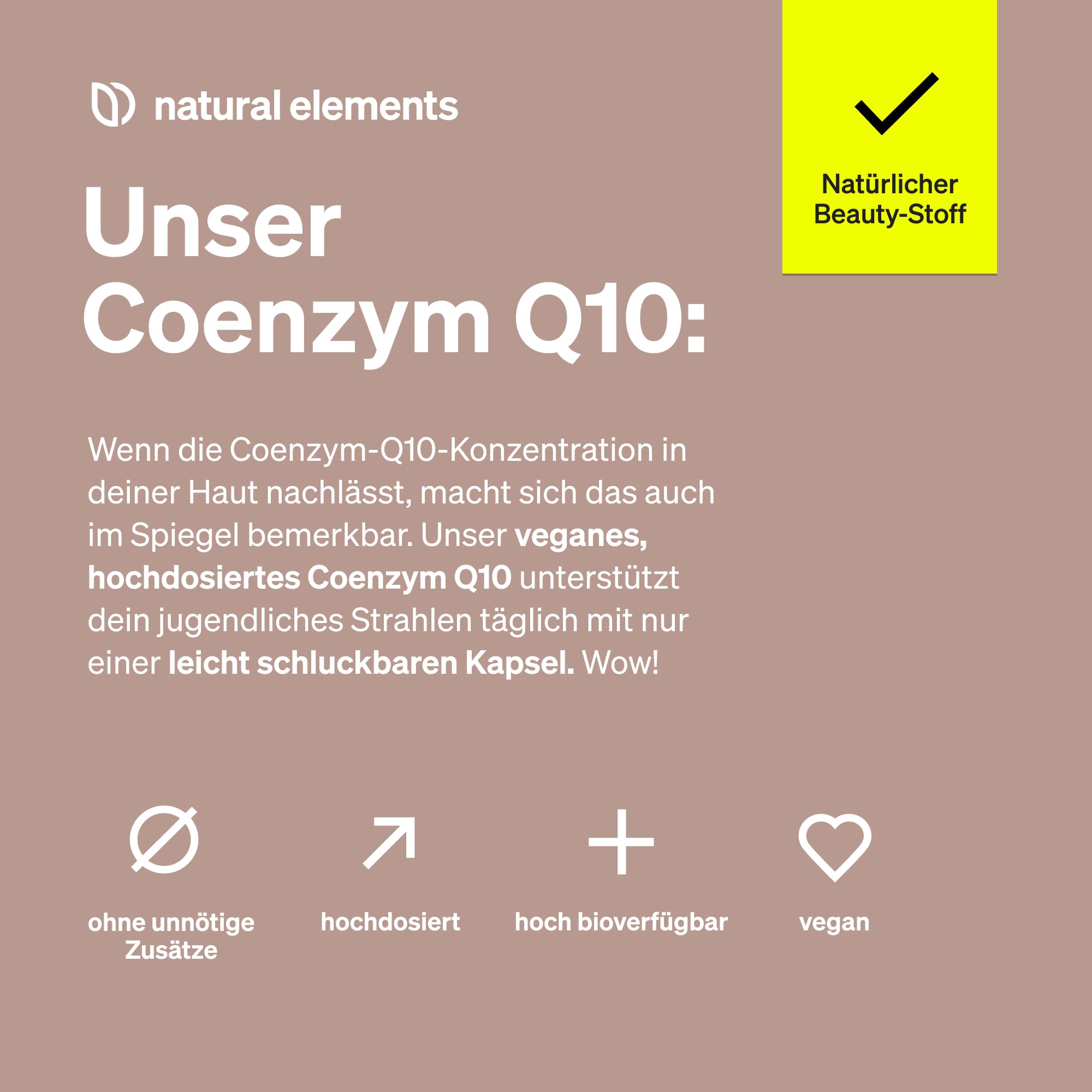 natural elements Coenzym Q10 – 200mg pro Kapsel – 120 vegane Kapseln – 4 Monate Reichweite – hochwertiges Q10 – hochdosiert, in Deutschland produziert & laborgeprüft