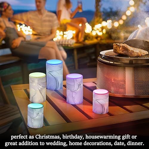 Vista 70 de Velas parpadeantes sin llama, velas LED moradas de mariposa lavanda con temporizador remoto, juego de 2 velas a pilas para San Valentín, boda