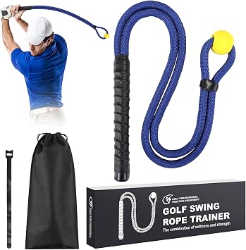 MIKOSI Golf Rope Swing Trainer, Multi-Purpose Golf Swing Trainer Adjustable Resistance to Improve Tempo & Speed, Golf Practice Equipment with Soft Weighted Ball for Indoor Outdoor Practice, Blue