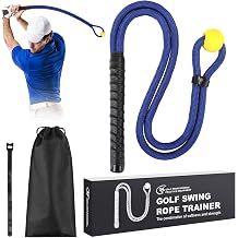 MIKOSI Golf Rope Swing Trainer, Multi-Purpose Golf Swing Trainer Adjustable Resistance to Improve Tempo & Speed, Golf Practice Equipment with Soft Weighted Ball for Indoor Outdoor Practice, Blue