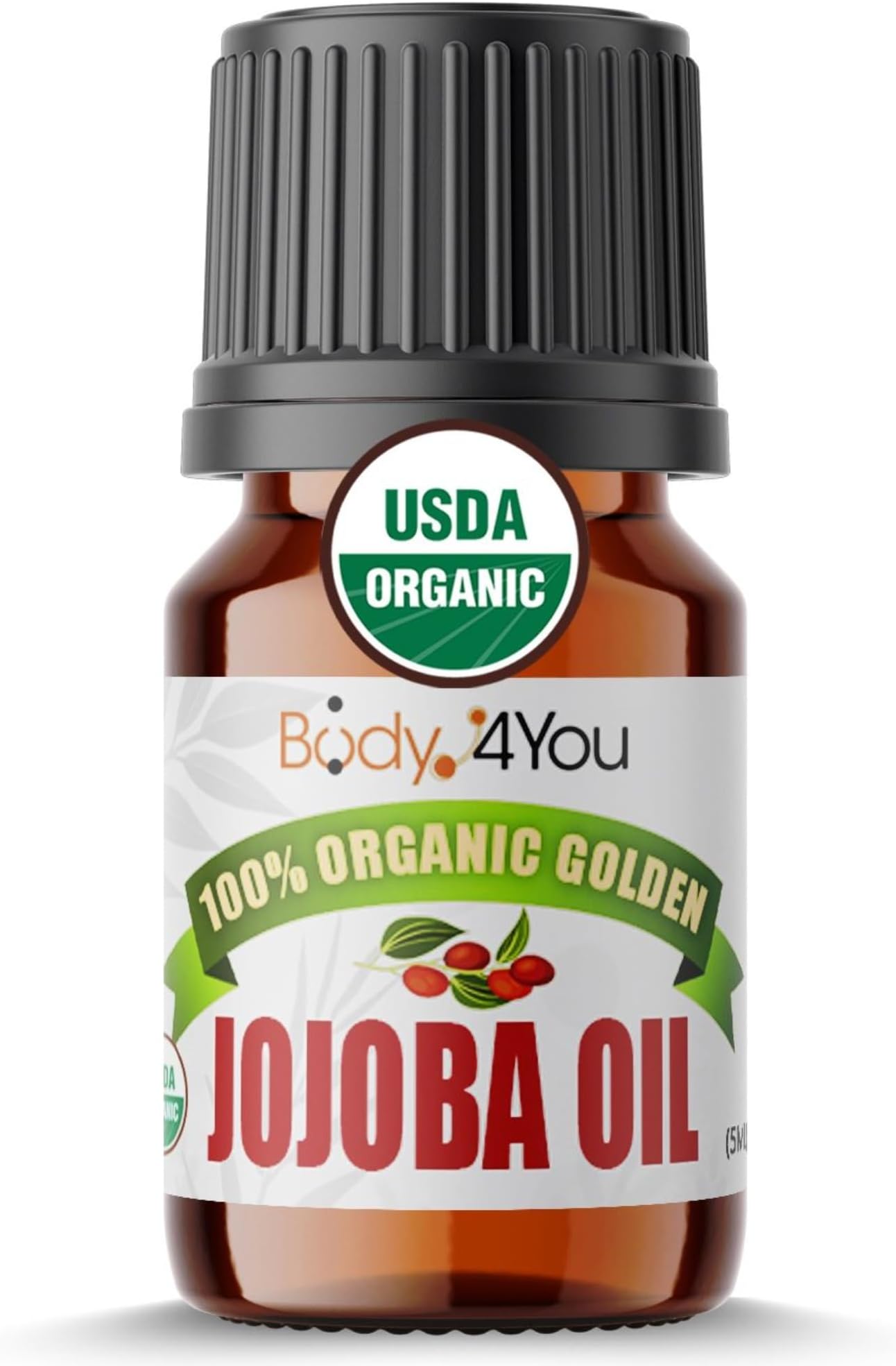 BodyJ4You (Jojoba Oil (5ml)) - Jojoba Oil Golden Organic (5ml) Stretched Ear Lobe Natural Aftercare Wax Gauges Taper Plug (5ml)