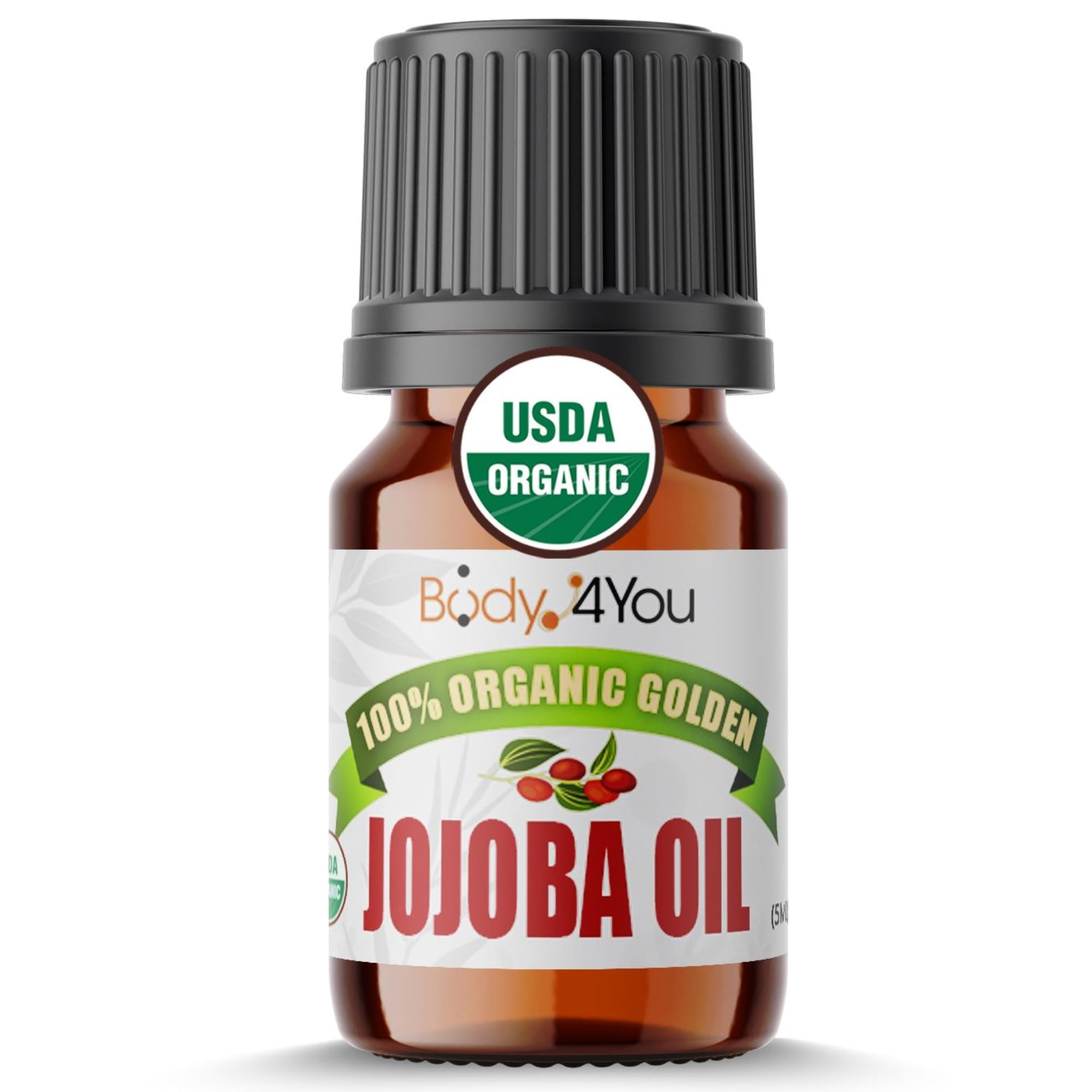 BodyJ4You 100% USDA Organic Jojoba Oil Piercing Aftercare - Stretched Ear Gauges Tragus Nose Septum Lip Navel - Natural Recovery Skin Moisturizer - Pure Unrefined Wax - 0.17 Fl Oz