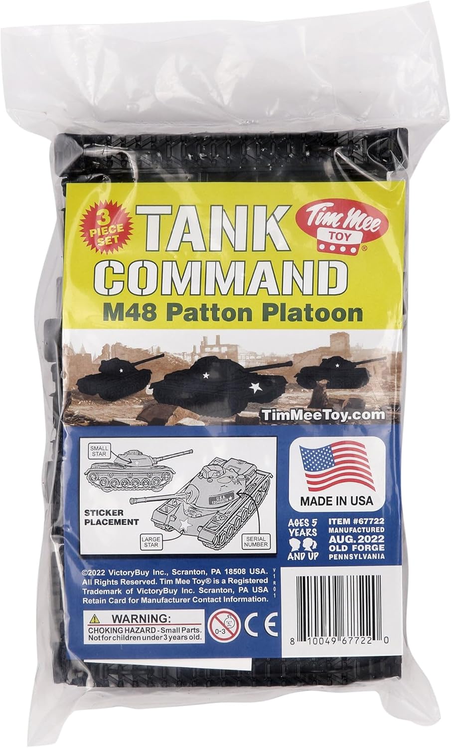 TimMee Toy Tanks for Plastic Army Men - Black WW2 3pc - Made in USA