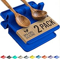 Vista 12 de Cooler Kitchen Soporte de cuchara de silicona naranja para estufa con almohadilla de goteo (paquete de dos) – Resistente al calor sin BPA Soporte