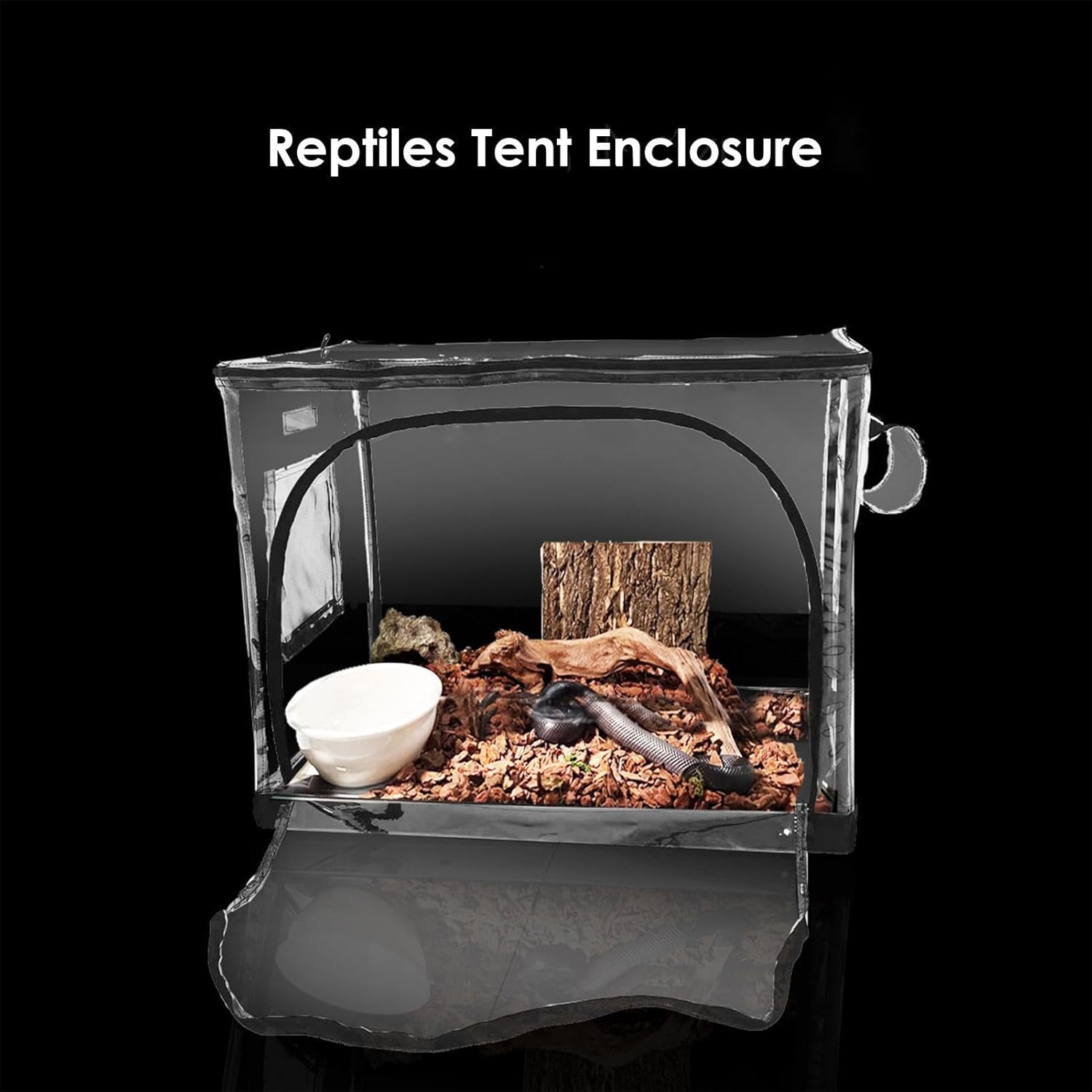 Reptile Tank Habitat, Transparent Enclosure Tent, Waterproof Bottom Terrarium Box, Portable Lizard Snake Turtle Cage, Spacious Pet Habitat Setup for Gecko Bearded Dragon Indoor Use