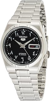 Men's Black Dial Stainless Steel Band Watch - Snk063J5, Silver Band, Analog Display, Snk063J5
