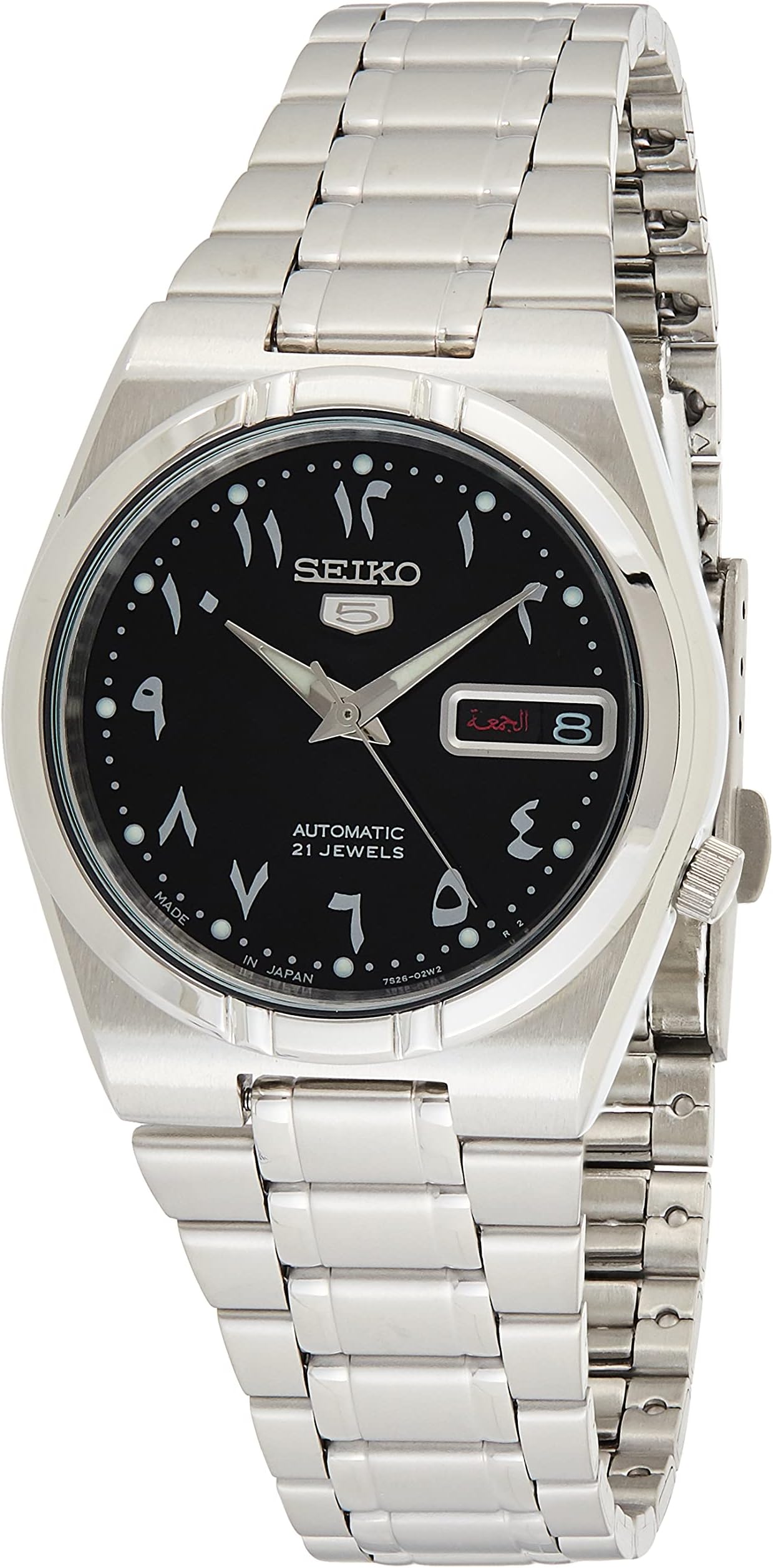 SEIKO 5 Automatic Black Arabic Dial Stainless Steel Men's Watch SNK063J5