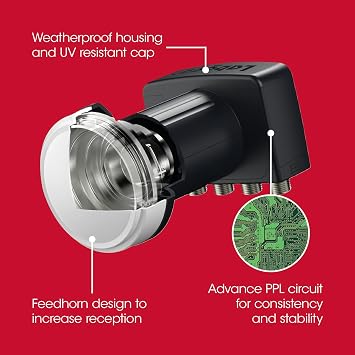Visiblewave 4K Quad LNB 4 Output HD for SKY HD/Freesat HD with Bracket