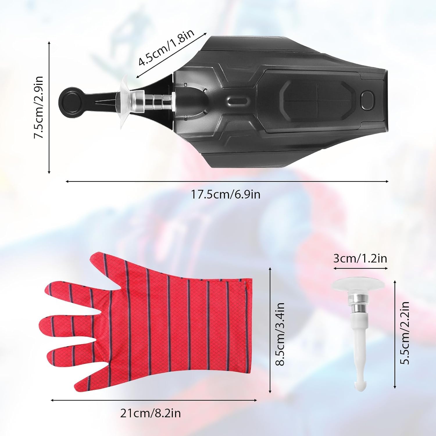 Tireur de Toile d'araignée, Spider Web Shooter Con Launcher Glove, Gant de Lancement pour Enfants, Effet Lumineux, Spider Web Launcher Cosplay Décoratifs pour Garçons et Filles
