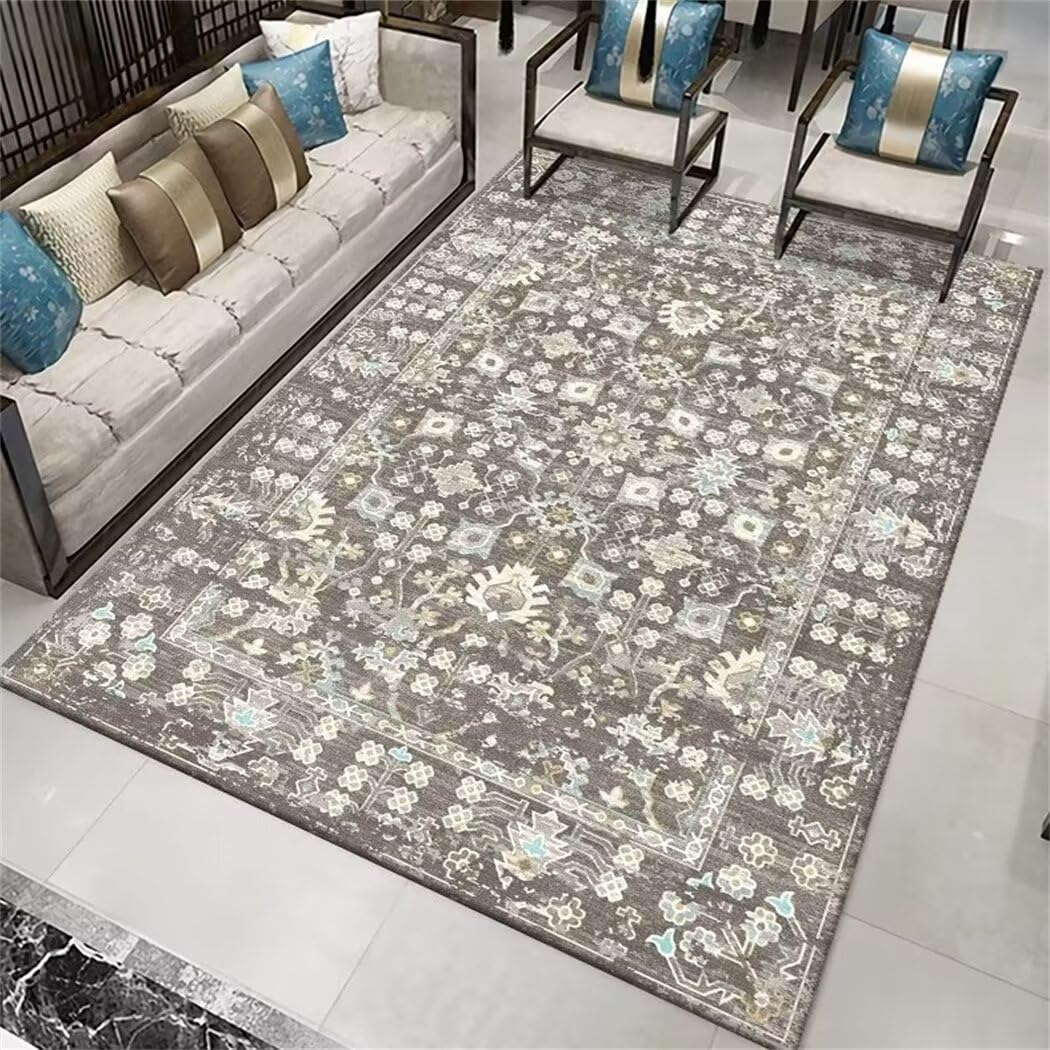 Tapis de décoration intérieure floral gris vintage 200X300cm pour maison