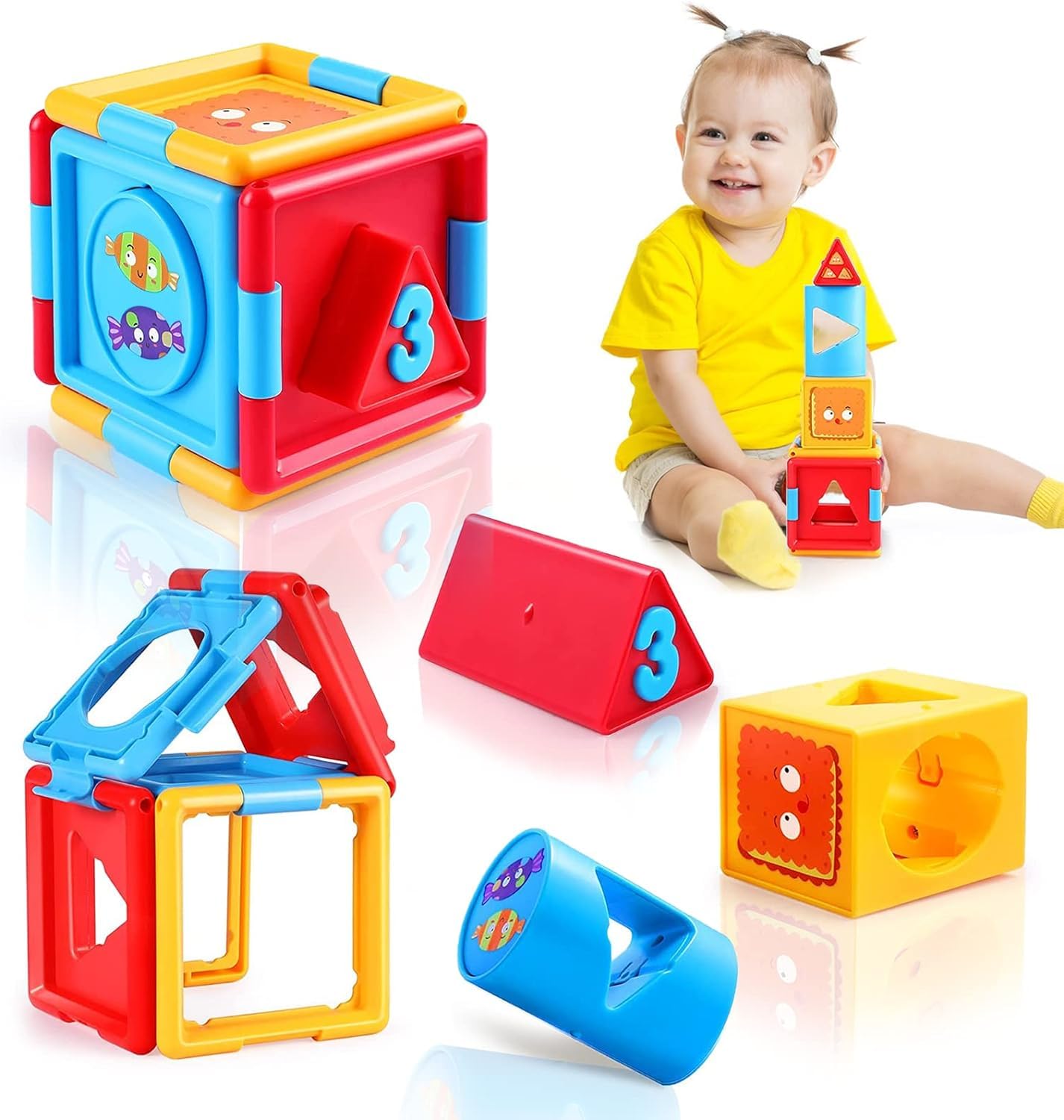 STOFFIER GARTEN Toy for Kid, Montessori for 1-3 Year Old Colorful Cube and Educational Learning Logic Rubic Cube for Girls and Boys | Best Birthday Gifts (B0CLLVQ9LZ) Amazon Price History, Amazon Price Tracker
