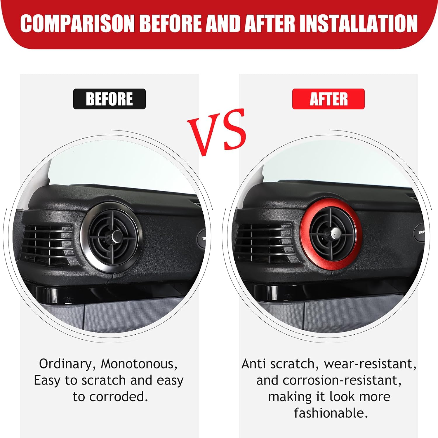 2PCS A/C Vent Ring Trim Cover Compatible with INEOS Grenadier 2020-2024 Aluminum Alloy Air Conditioning Outlet Trim Decoration Accessories (Red)