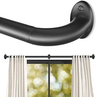 Wrap Around Blackout Curtain Rod for 48-84 Inch Windows, Matte Black