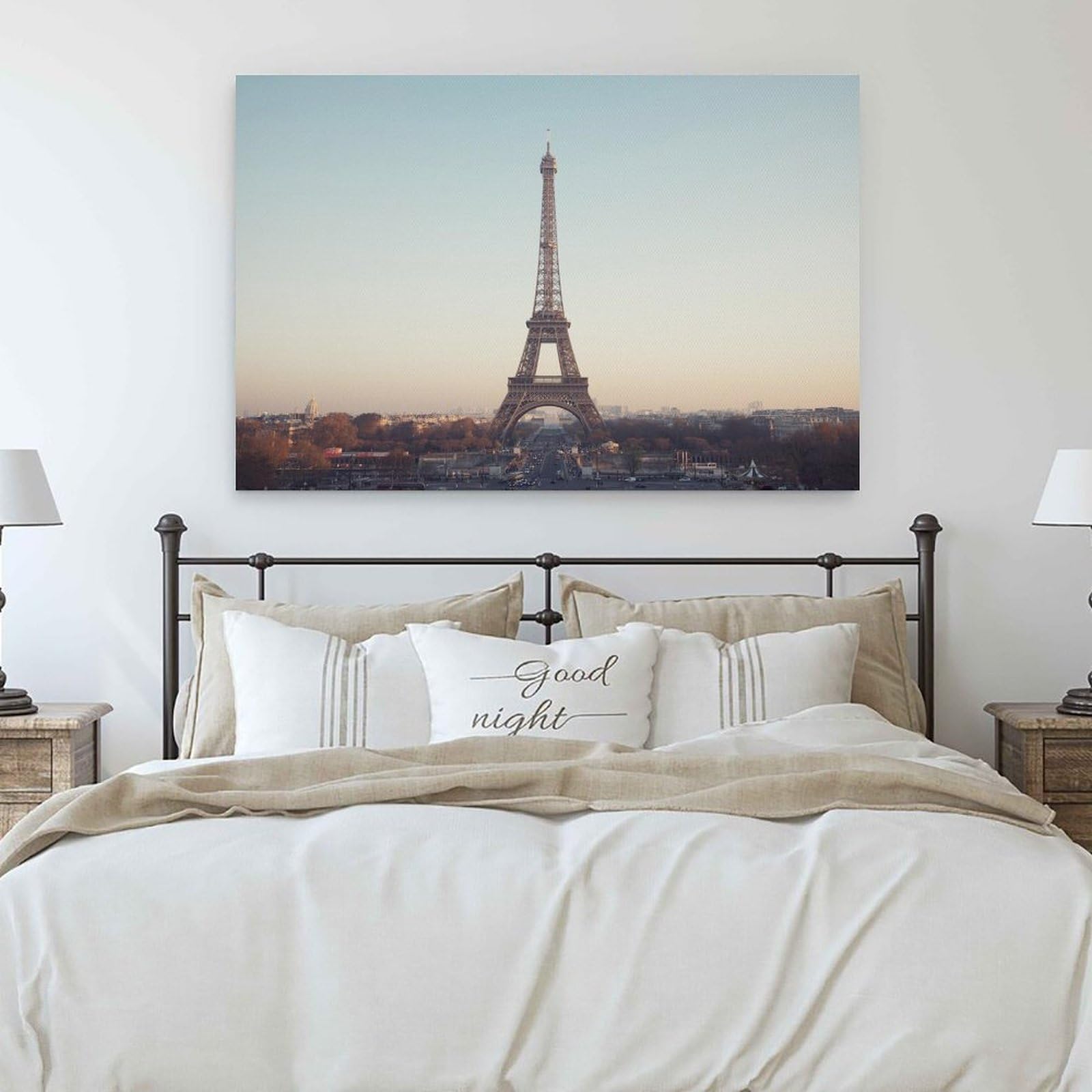 Eiffel Tower Paris Scenic Canvas Poster Modern Poster Decorativo Cuadro Lienzo Cuadro Cuadro para Salón Dormitorio Moderno Mural para Habitaciones Familiares, Impresiones de 40 x 60 cm