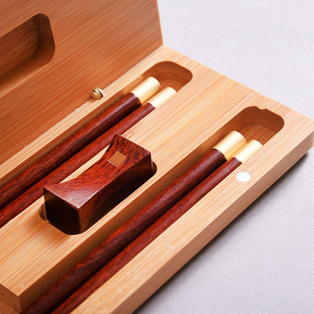 Coffret Cadeau de Baguettes réutilisables en Bois avec étui, Baguettes à Sushi japonaises Rondes, Baguettes Chinoises de Luxe en Bois Naturel, Baguettes antidérapantes, Baguettes l(1 Pair)