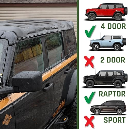 Miniatura 3 de IAG I-Line - Sistema de cubierta deflectora para visera deflectora con canal de pilar A para Ford Bronco 21-23+ 4 puertas (negro mate)