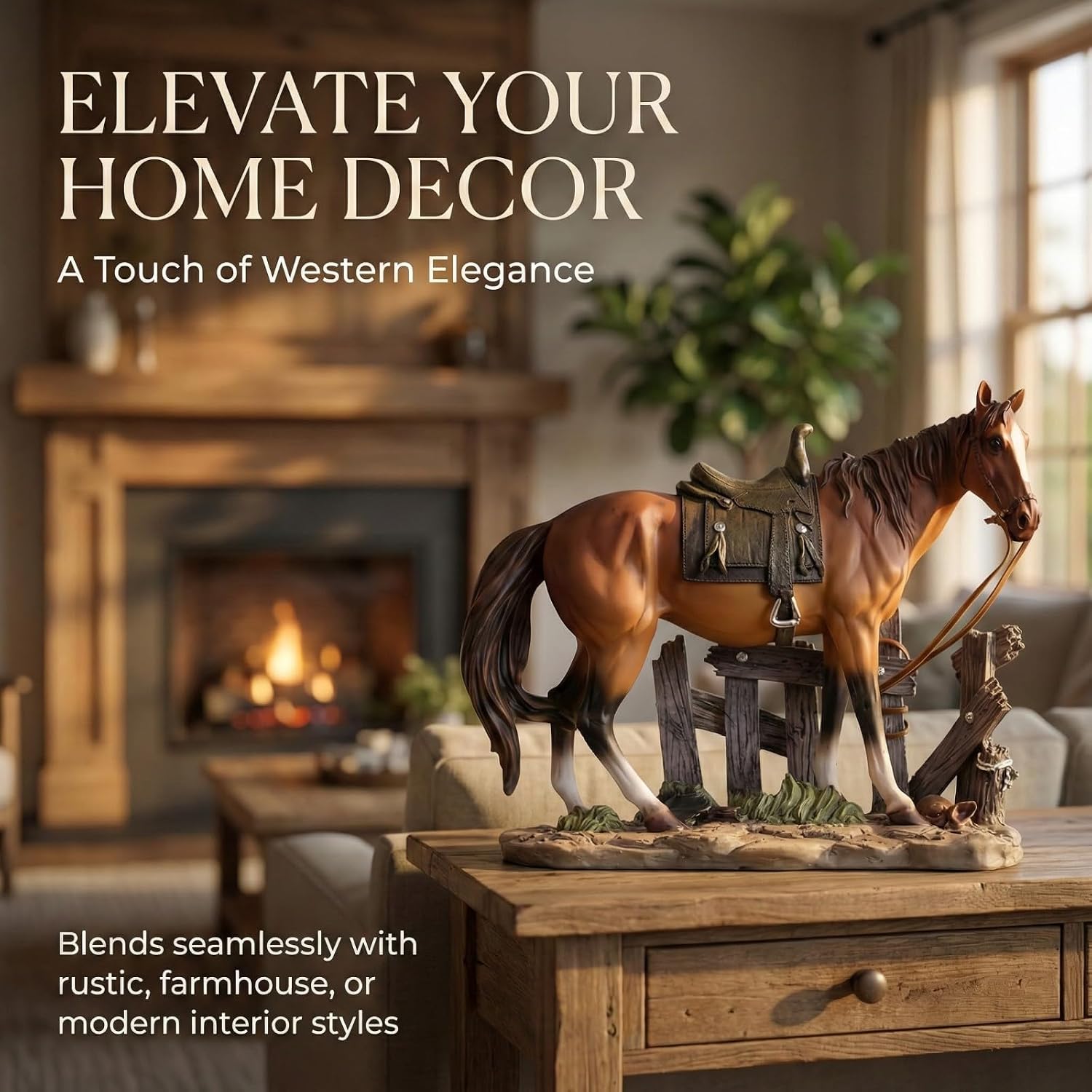 Horse Statue Figurine Sculpture Resin Collectible Gifts for Horse Lover Office Home Decor Desk Accessories Decoration Garden Figurines Outdoor Decor (Brown)