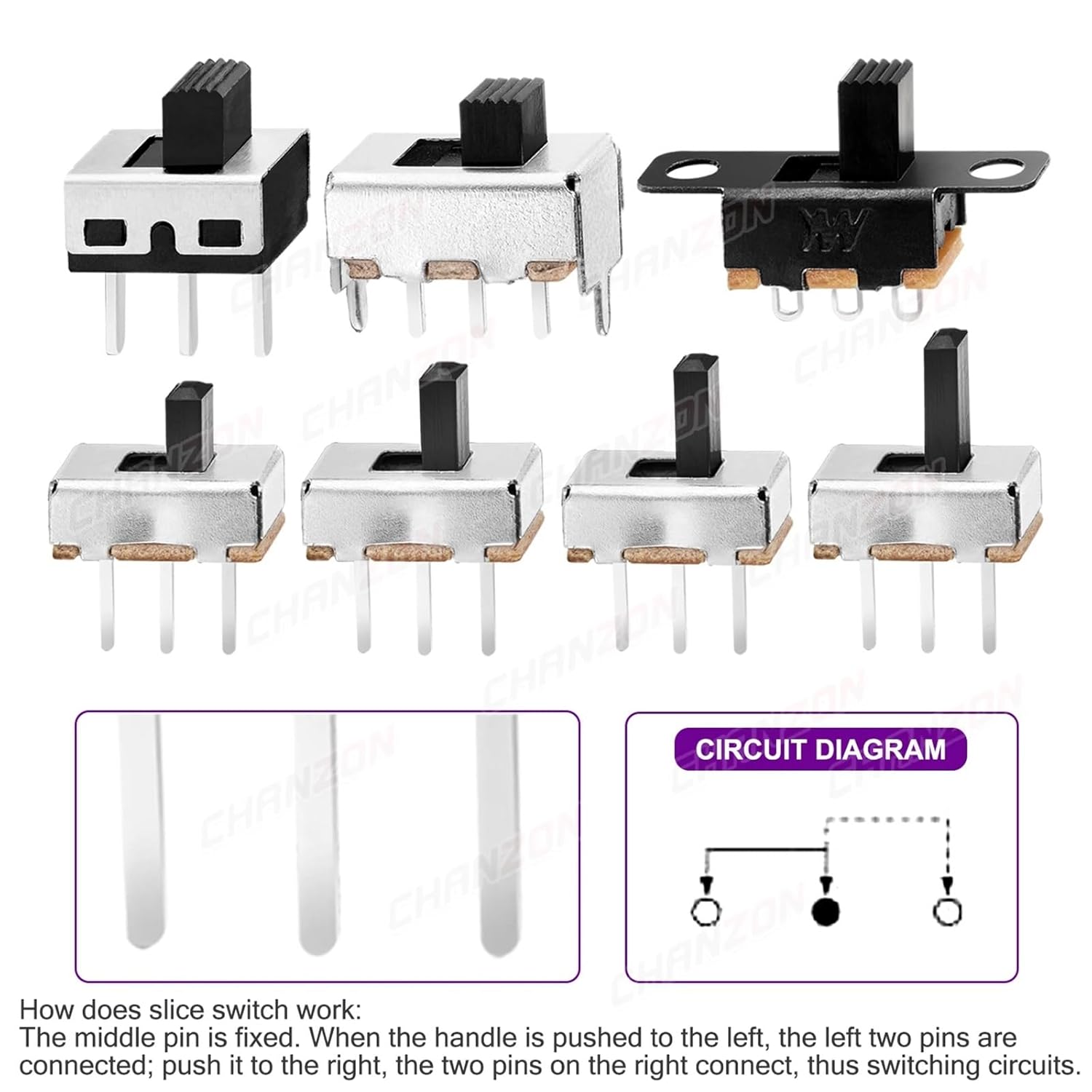 3mm 4mm 5mm 6mm Slide Switch Spdt 3Pin 5 Positions ss12f15 ss12f44 1p2t Small Toggle Mount Terminal Contact(25pcs SS12F44 3mm)