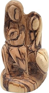 Zuluf Olive Wood Nativity Statue 3.7" - Flight to Egypt Scene Small Hand Carved Holy Family Bethlehem Art HOF039