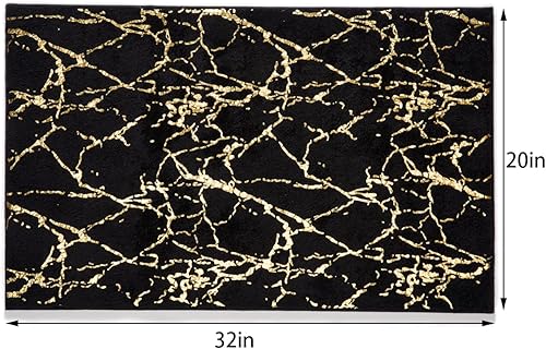 Miniatura 3 de QJHOMO Alfombra de baño de mármol negro y dorado, alfombra de baño antideslizante, alfombra de baño súper absorbente, alfombra de baño de microfibra