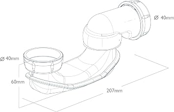 Waters Slim Adjustable Bath Trap, 95mm Low Profile, 50mm Water Seal, Fits 40mm Waste Pipe, Fits Between Bath and Floor, Fast Flow, No Moving Parts, Ideal for Tight Spaces