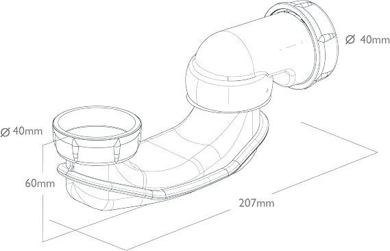 Waters Slim Adjustable Bath Trap, 95mm Low Profile, 50mm Water Seal, Fits 40mm Waste Pipe, Fits Between Bath and Floor, Fast Flow, No Moving Parts, Ideal for Tight Spaces