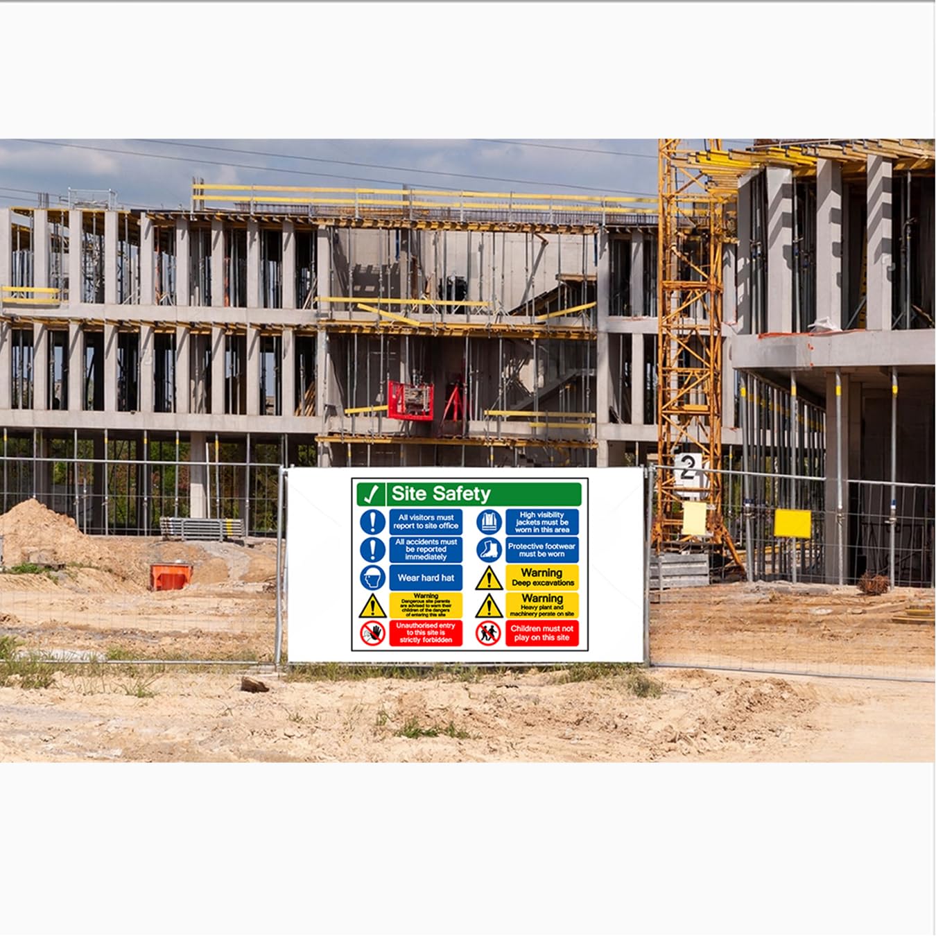 Segnale di sicurezza in loco, 1 cartello di sicurezza in loco, 400 x 300 mm, 3 mm, in alluminio Dibond da 3 mm, per uso esterno o interno, cantiere (rosso, blu, verde, bianco, 600 mm x 400 mm)