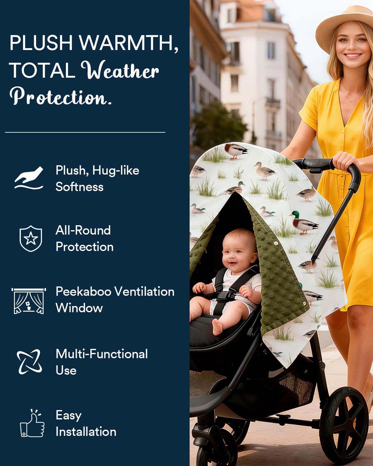 Mallard Duck Car Seat Cover - Minky Infant Car Seat Canopy with Peekaboo Opening, Multi-Use Nursing Cover & Stroller Blanket, 27.5 x 39 Inch for Newborn Baby Boy Girl