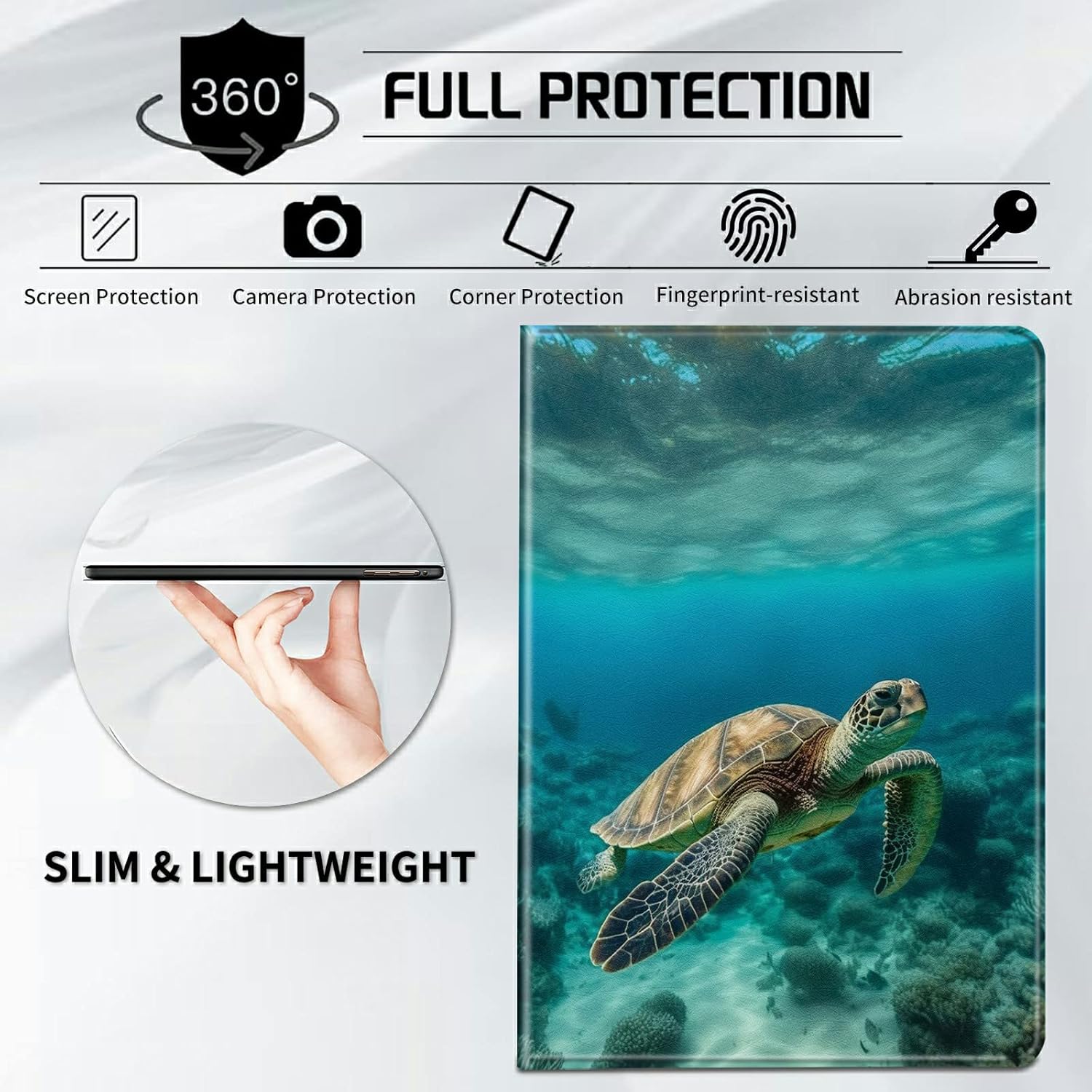 Case for Kindle Paperwhite 11th Generation 6.8 inch Lightweight Protective Smart Stand Cover with Auto Wake Sleep Case for Kindle Paperwhite 2021 and Signature Edition - Green Sea Turtle