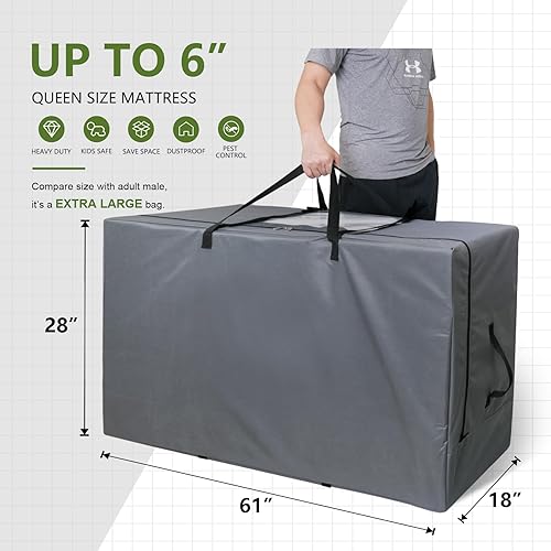 Miniatura 3 de Cuddly Nest Bolsa de Almacenamiento para Colchón Plegable - Funda de Transporte Resistente para Cama de Invitados Tri-Fold (Se Adapta a Colchón