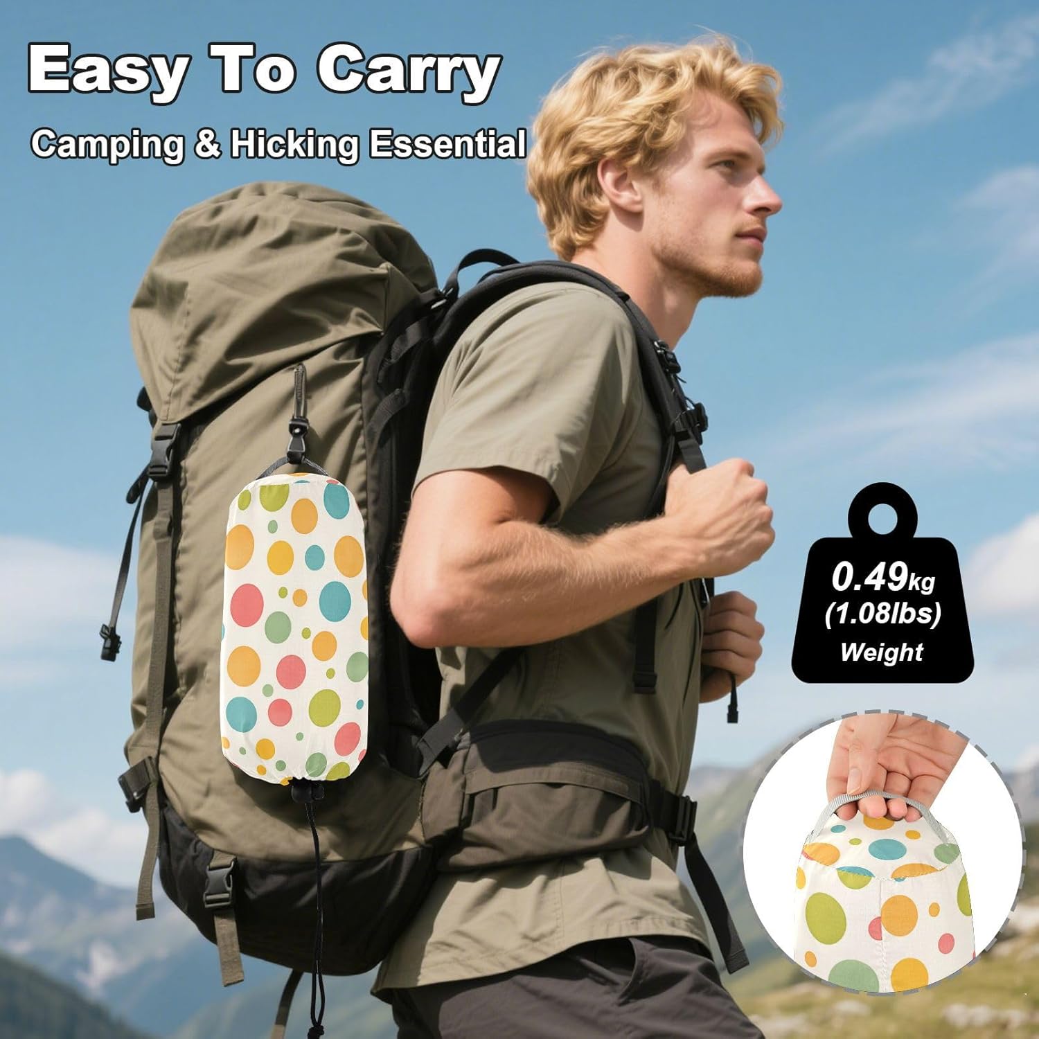 Colourful Polka Dots Hammocks for Camping with Hanging Rope Rope Hammocks for Outside for Indoor Outdoor Patio