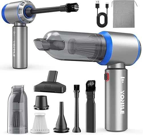 Aspiradora Mini, 2 en 1 25000PA Aspiradora de Coche sin Escobillas & Aspiradora de Aire de 210000RPM Soplador de Aire con Batería de 9000mAh