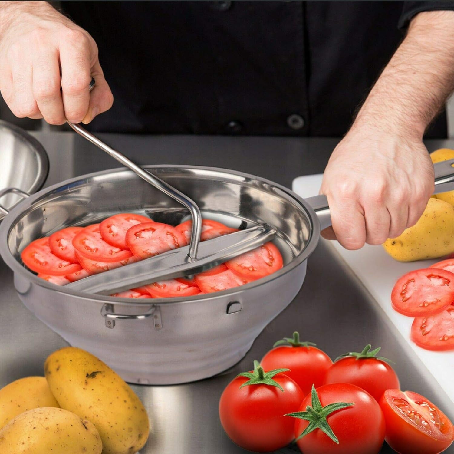 Stainless Steel Food Mill with 3 Grinding Discs Hand Crank Mashing Tool for Fruits Veggies Soup Sauce Jam Baby Prep