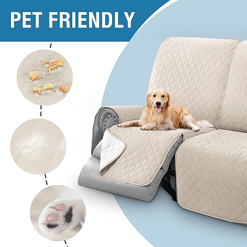Miniatura 6 de H.VERSAILTEX Funda de sofá reclinable 100% impermeable para 3 asientos, funda de sofá reclinable antideslizante para perro, protector de muebles