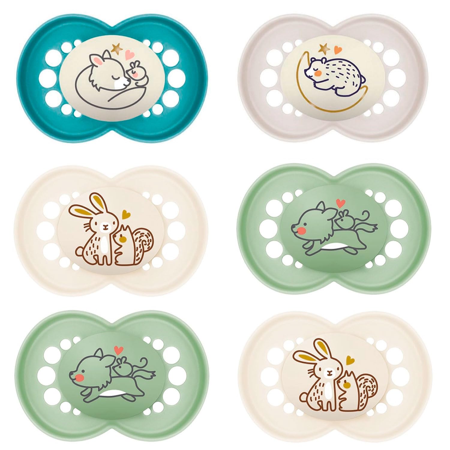 day and night "Skin Soft" silicone dummy, 6-16 Mix, set of 6, including 3 sterilised transport boxes