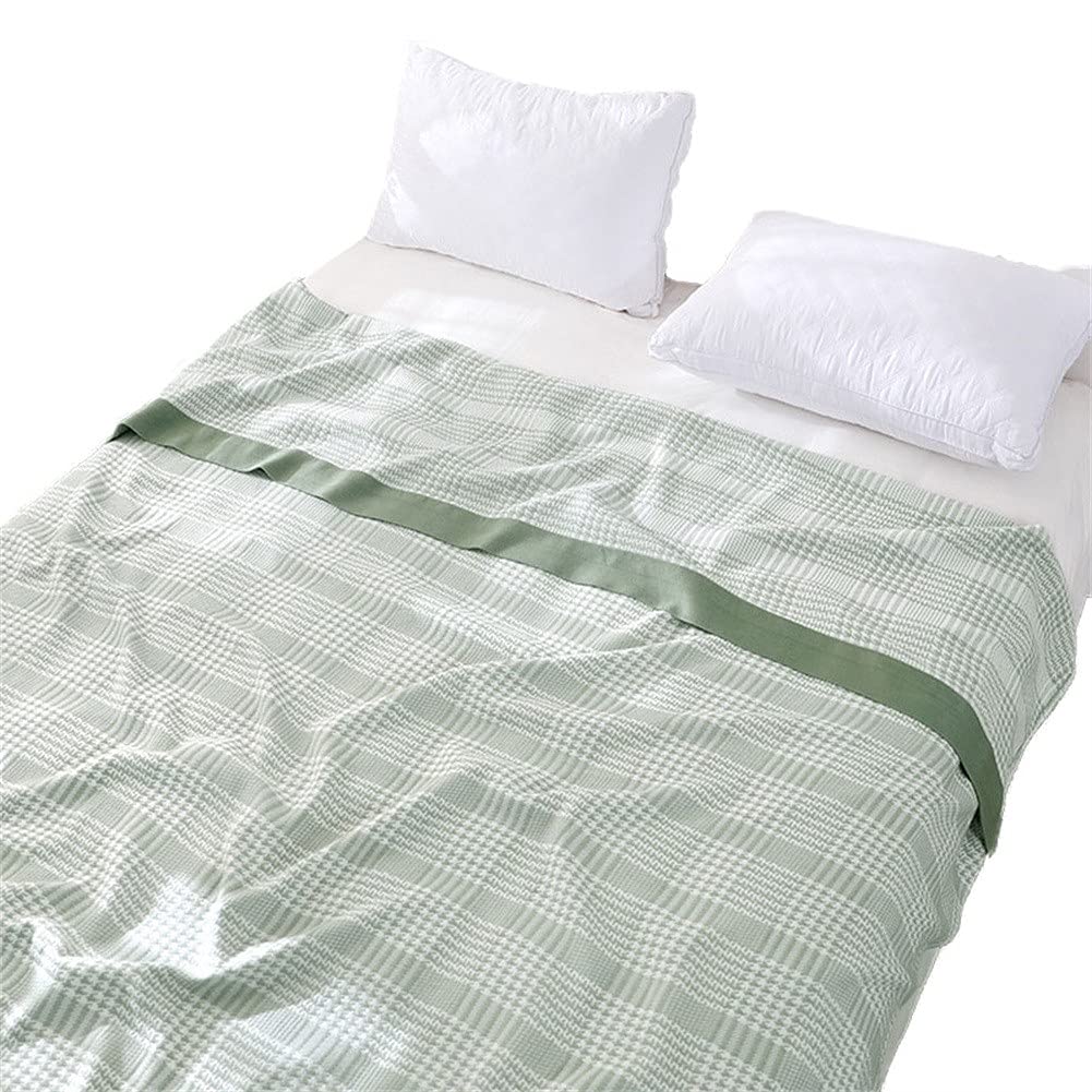 ZXBC Checkered Solid fleece blanket throw large Breathable Cotton blankets for beds king size summer Spring Winter Fall fuzzy blanket king size green Super Soft DoubleC-200x230cm(79x91inch)