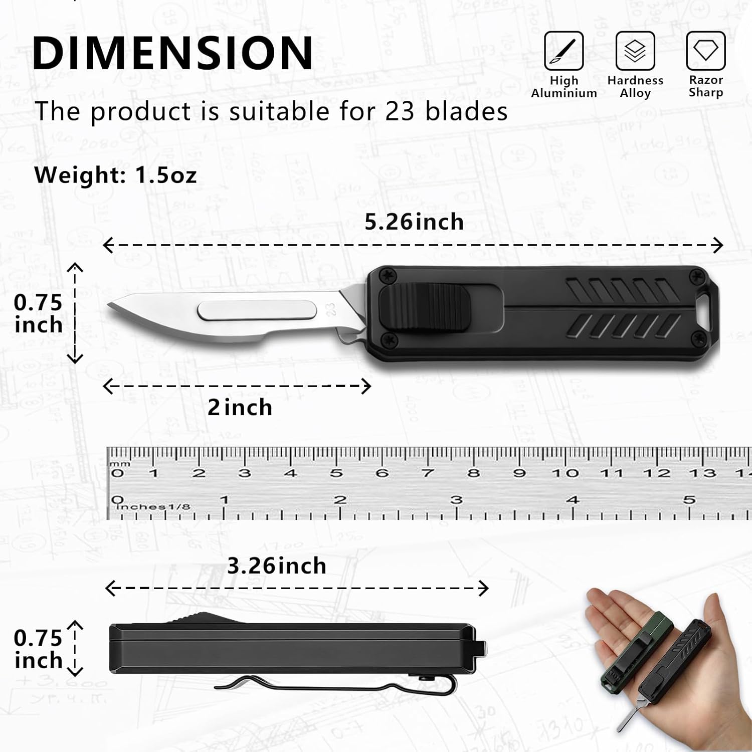 Automatic Utility Knife,Retractable Push Button Scalpel EDC Knife,All Metal Construction Fast Open Safety Lock Mini Box Cutter,Home Office Cardboard Cutting Tool,Cool Gadgets Gift for Dad Teens Black