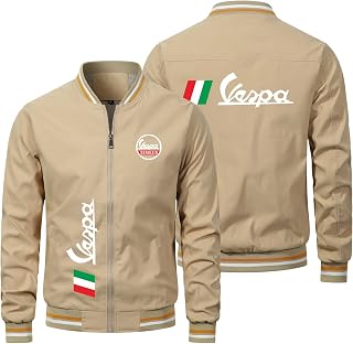 RIDAEX Mens Casual Jacket Windproof Softshell vespa Print Jacket Mens Softshell Jackets Lightweight Full Zipper Bomber Jackets Gift