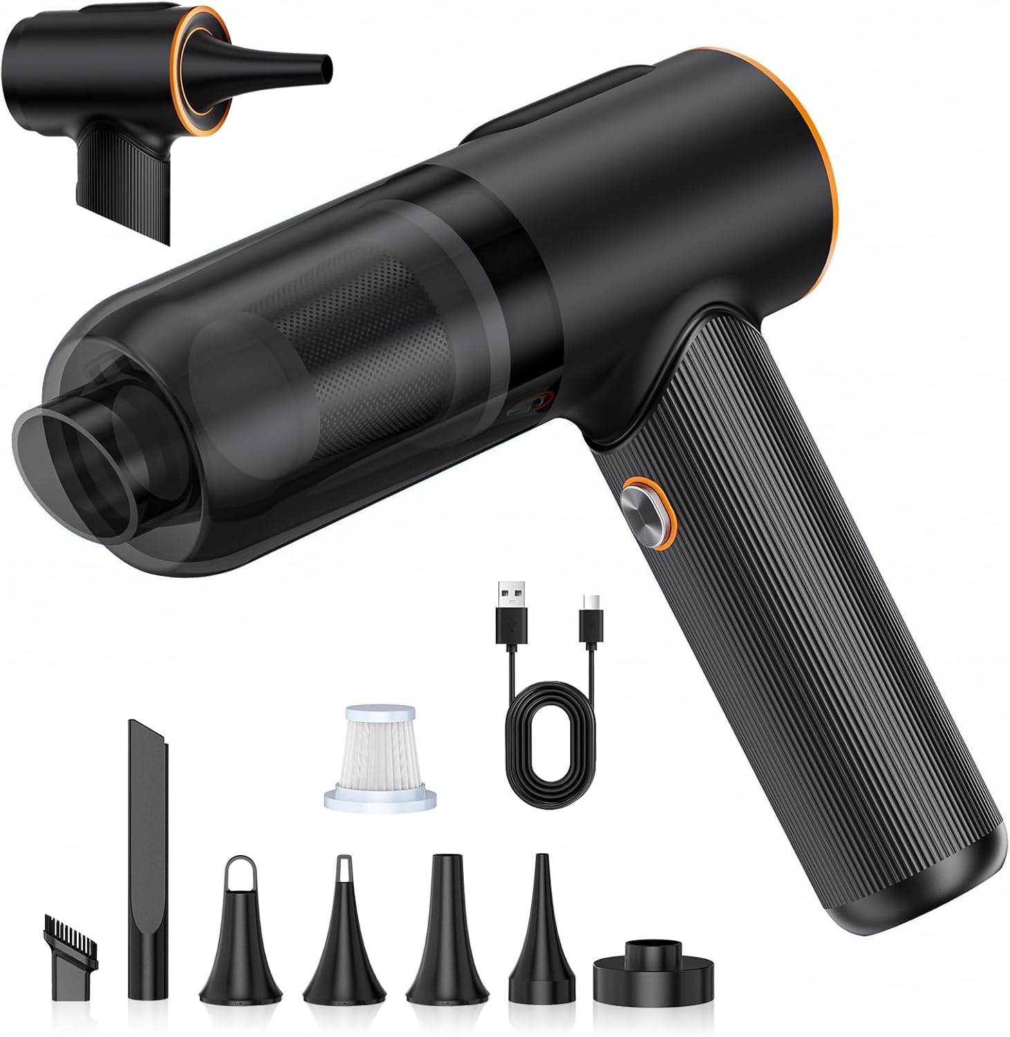 Car Vacuum Cleaner, 20000Pa Suction Power Handheld Vacuum Cleaner, 4-in-1 Portable Car Vacuum with 2 Suction Modes, Cordless Mini Vacuum with Type-C Charge for Car, Home, Office Desk, Keyboards