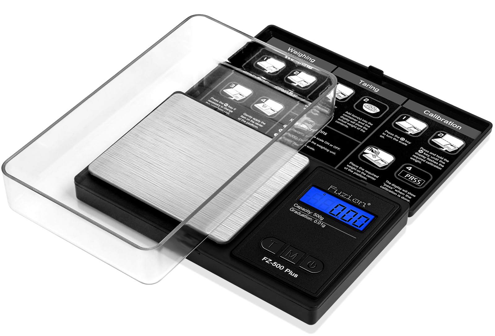 Fuzion Digital Pocket Scale .01 Gram Accuracy, 500g Digital Gram Scales for Small Food, Jewelry, Herb, Spice, Coin - Weight Gram and Oz