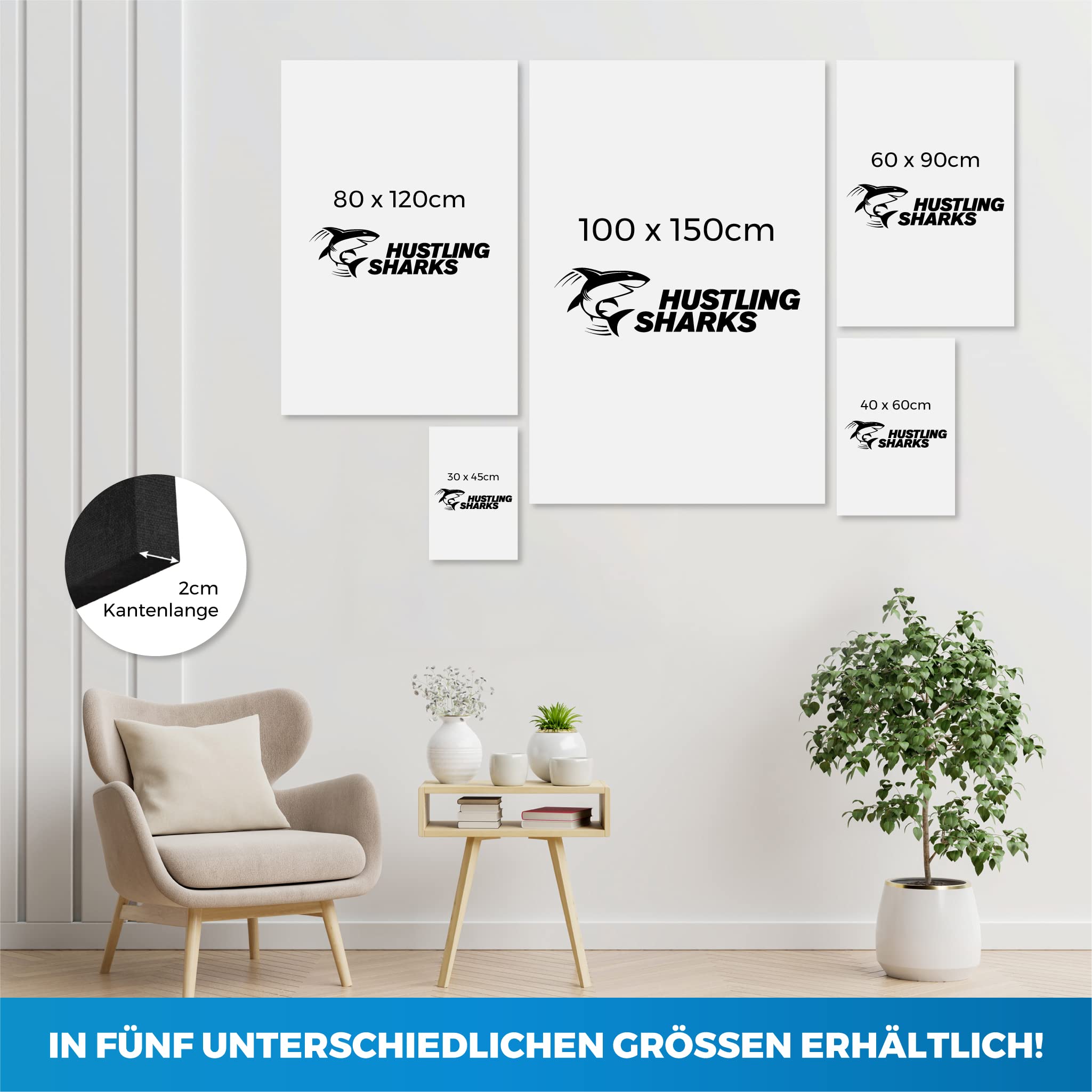 Hustling Sharks® Pop-Art-Bild „POP ART“ – Leinwand 60 × 90 cm