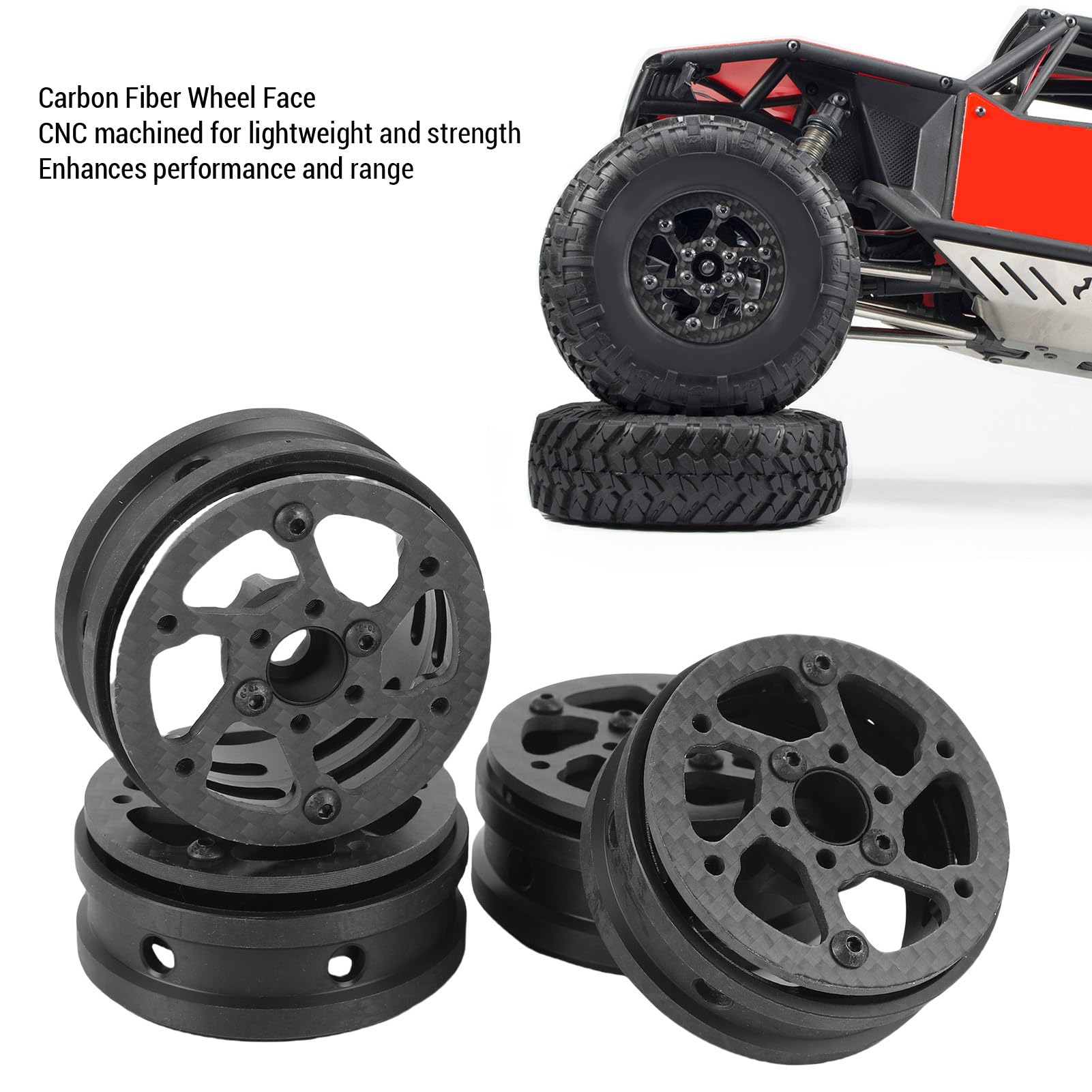 1,9-calowe Koła RC Beadlock, Lekkie Koła ze Stopu Aluminium Obrabiane CNC, Przykręcane z Oponami o Lekkiej Konstrukcji, Idealne do ulepszeń Samochodów Gąsienicowych RC w Skali 1/10 SCX10 D90