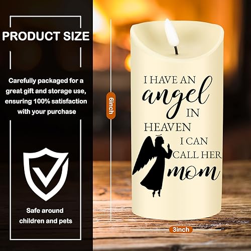 Miniatura 3 de Regalos de condolencias por la pérdida de la madre, velas LED sin llama, 3 x 6 pulgadas, velas conmemorativas de ángel en recuerdo de mi madre,